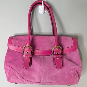COACH Hamptons Handbag Pretty Pink Suede Leather Coach No. K04S - 5674